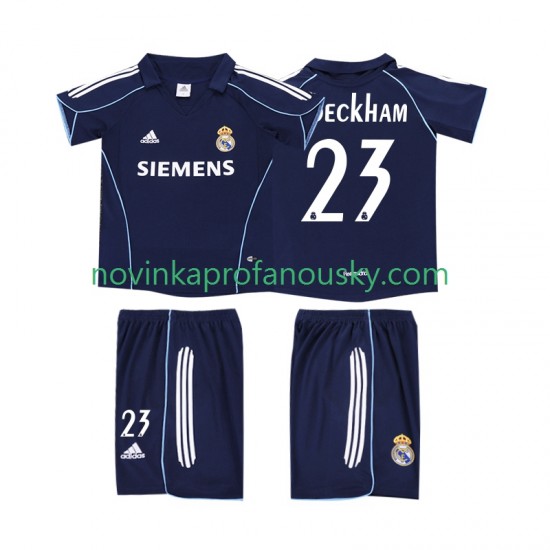 Real Madrid Dres BECKHAM 23 2005 Retro Venkovní Fotbalové Dresy pro Děti 2006 Krátký rukáv