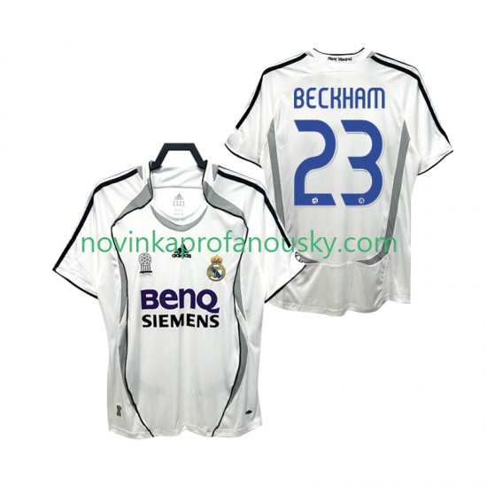 Real Madrid Dres BECKHAM 23 2007 Retro Domácí Fotbalové Dresy pro Muže 2006 Krátký rukáv