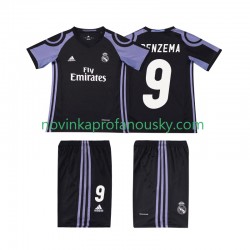 Real Madrid Dres BENZEMA 9 2016 2017 Retro Alternativní Fotbalové Dresy pro Děti Krátký rukáv