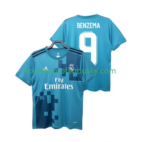 Real Madrid Dres BENZEMA 9 2017 2018 Retro Alternativní Fotbalové Dresy pro Muže Krátký rukáv