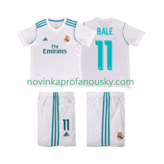 Real Madrid Dres Bale 11 2017 2018 Retro Domácí Fotbalové Dresy pro Děti Krátký rukáv