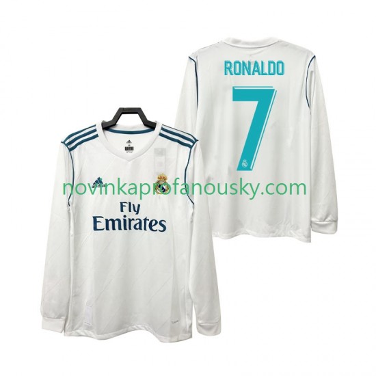 Real Madrid Dres CRISTIANO RONALDO 7 2017 2018 Retro Domácí Fotbalové Dresy pro Muže Dlouhý rukáv