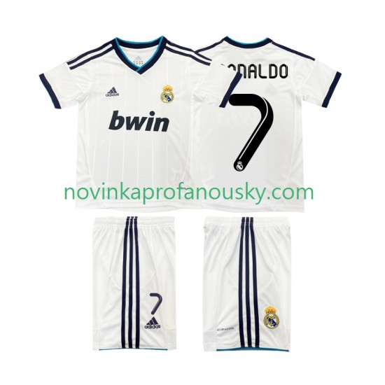 Real Madrid Dres Cristiano Ronaldo 7 2012 2013 Retro Domácí Fotbalové Dresy pro Děti Krátký rukáv