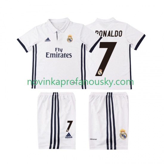 Real Madrid Dres Cristiano Ronaldo 7 2016 2017 Retro Domácí Fotbalové Dresy pro Děti Krátký rukáv
