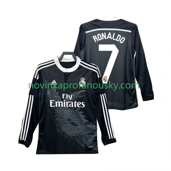 Real Madrid Dres Cristiano Ronaldo 7 2014 2015 Retro Alternativní Fotbalové Dresy pro Muže Dlouhý rukáv