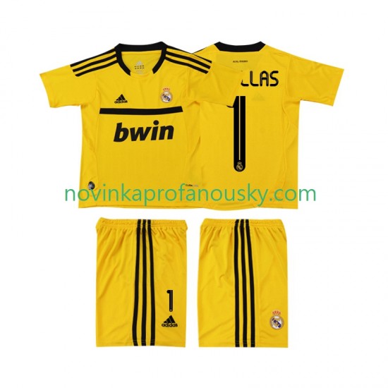 Real Madrid Dres CASILLAS 1 2012 Brankářské Retro Domácí Fotbalové Dresy pro Děti 2011 Krátký rukáv