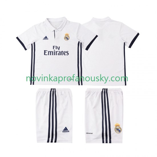 Real Madrid Dres 2016 2017 Retro Domácí Fotbalové Dresy pro Děti Krátký rukáv
