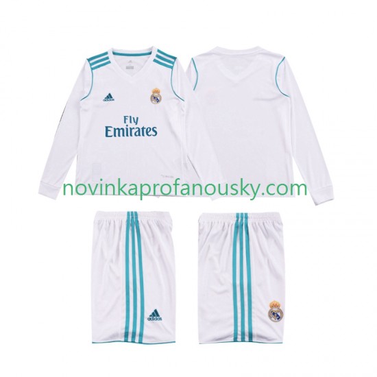 Real Madrid Dres 2017 2018 Retro Domácí Fotbalové Dresy pro Děti Dlouhý rukáv