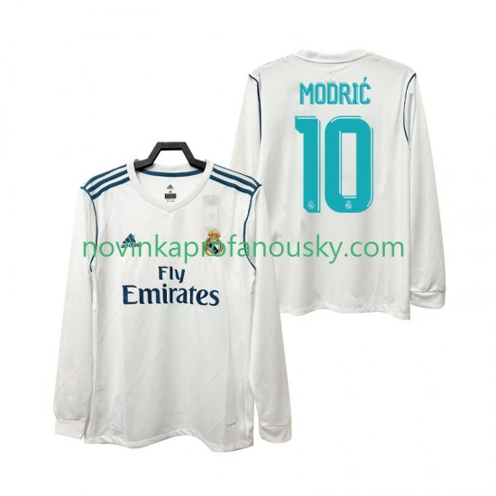 Real Madrid Dres Modrić 10 2017 2018 Retro Domácí Fotbalové Dresy pro Muže Dlouhý rukáv