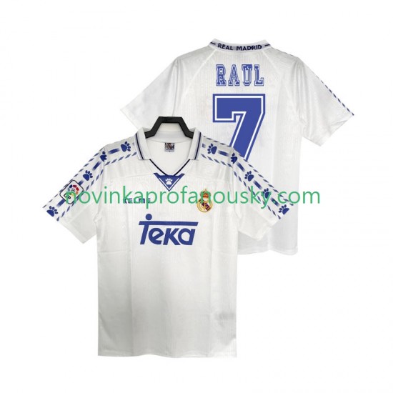 Real Madrid Dres RAUL 7 1996 1997 Retro Domácí Fotbalové Dresy pro Muže Krátký rukáv