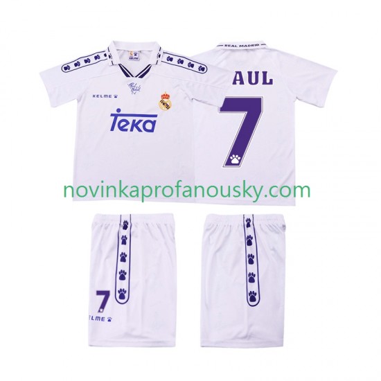 Real Madrid Dres RAUL 7 1996 Retro Domácí Fotbalové Dresy pro Děti 1994 Krátký rukáv