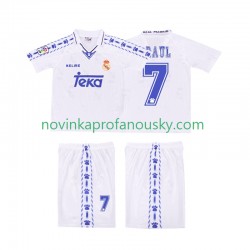 Real Madrid Dres RAUL 7 1996 1997 Retro Domácí Fotbalové Dresy pro Děti Krátký rukáv