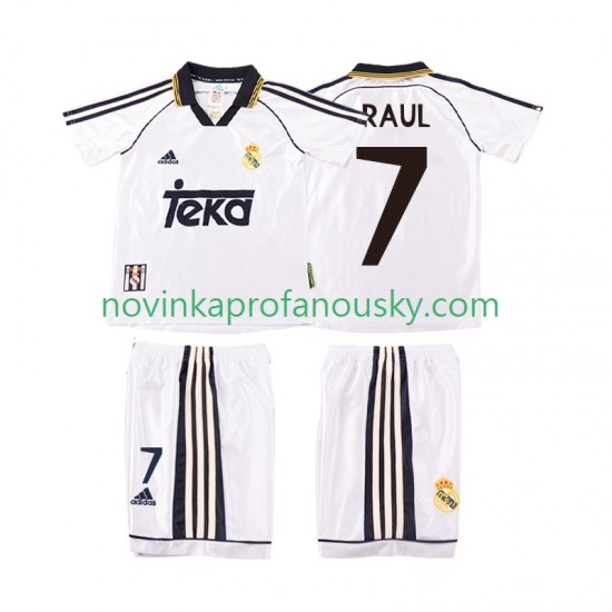 Real Madrid Dres RAUL 7 2000 Retro Domácí Fotbalové Dresy pro Děti 1998 Krátký rukáv
