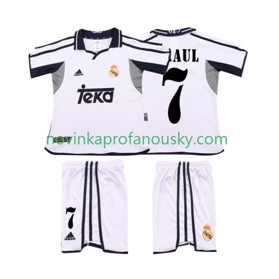 Real Madrid Dres RAUL 7 2001 Retro Domácí Fotbalové Dresy pro Děti 2002 Krátký rukáv