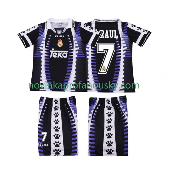 Real Madrid Dres RAUL 7 1997 Retro Alternativní Fotbalové Dresy pro Děti 1998 Krátký rukáv