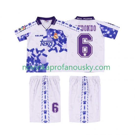 Real Madrid Dres REDONDO 6 1996 1997 Retro Alternativní Fotbalové Dresy pro Děti Krátký rukáv