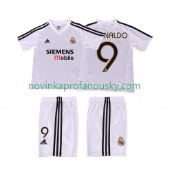 Real Madrid Dres RONALDO 9 5 Retro Domácí Fotbalové Dresy pro Děti 2004 2002 Krátký rukáv
