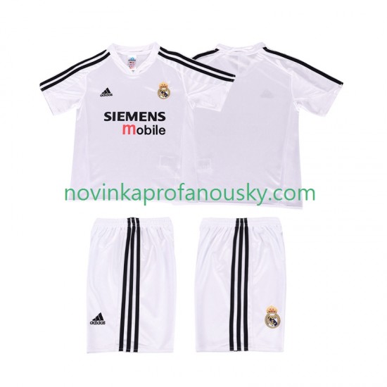Real Madrid Dres 5 Retro Domácí Fotbalové Dresy pro Děti 2004 2002 Krátký rukáv