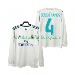 Real Madrid Dres SERGIO RAMOS 4 2017 2018 Retro Domácí Fotbalové Dresy pro Muže Dlouhý rukáv