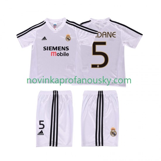Real Madrid Dres ZIDANE 5 5 Retro Domácí Fotbalové Dresy pro Děti 2004 2002 Krátký rukáv