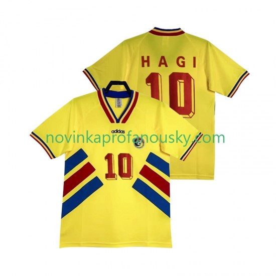 Rumunsko Dres Hagi 10 Retro Domácí Fotbalové Dresy pro Muže 1994 Krátký rukáv