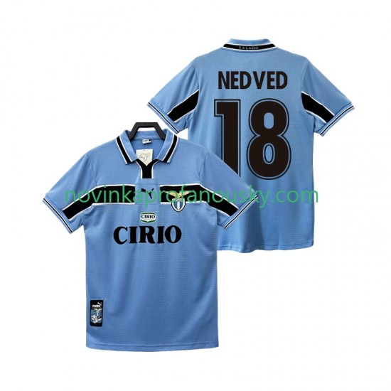 Lazio Řím Dres NEDVED 18 Retro Domácí Fotbalové Dresy pro Muže 1998 1999 Krátký rukáv