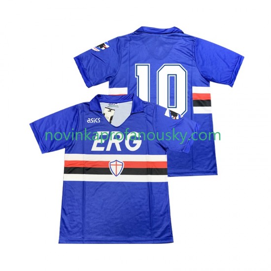 Sampdoria Dres 10 1990 1991 Retro Domácí Fotbalové Dresy pro Muže Krátký rukáv