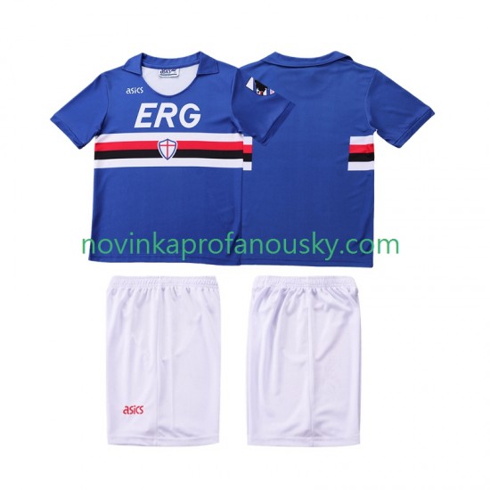 Sampdoria Dres 1990 1991 Retro Domácí Fotbalové Dresy pro Děti Krátký rukáv