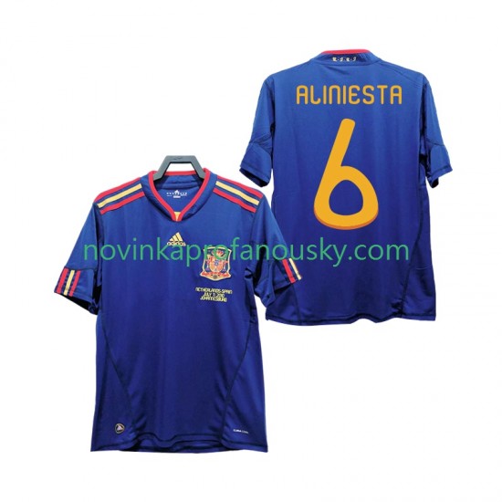 Španělsko Dres Andres Iniesta 6 Retro Venkovní Fotbalové Dresy pro Muže 2010 Krátký rukáv