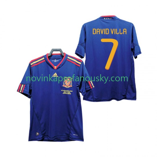 Španělsko Dres DAVID VILLA 7 Retro Venkovní Fotbalové Dresy pro Muže 2010 Krátký rukáv