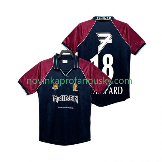 West Ham United Dres LAMPARD 18 Iron Maiden Retro Domácí Fotbalové Dresy pro Muže 1999 Krátký rukáv