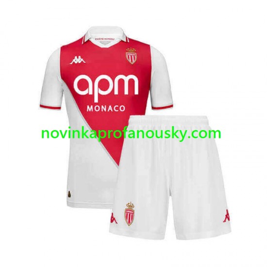 AS Monaco Dres Domácí Fotbalové Dresy pro Děti 2024-2025 Krátký rukáv