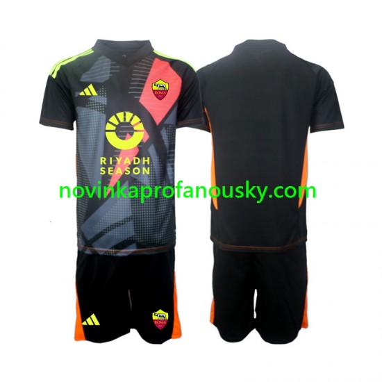 AS Řím Dres Brankářské Domácí Fotbalové Dresy pro Děti 2024-2025 Krátký rukáv