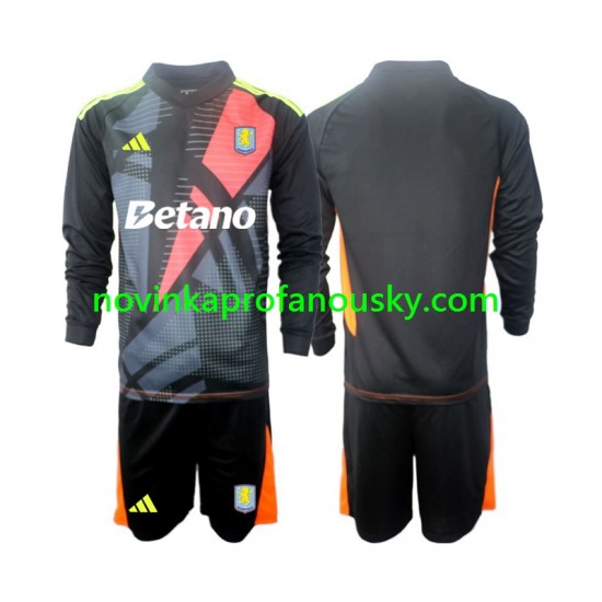 Aston Villa Dres Brankářské Domácí Fotbalové Dresy pro Děti 2024-2025 Dlouhý rukáv