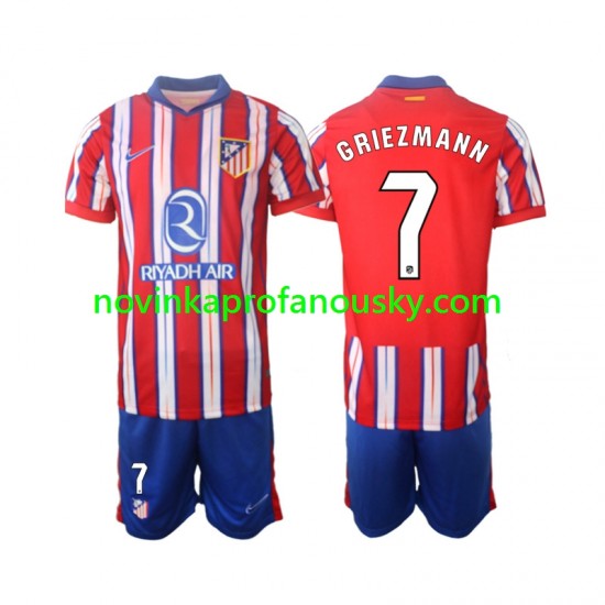 Atlético Madrid Dres Griezmann 7 Domácí Fotbalové Dresy pro Děti 2024-2025 Krátký rukáv