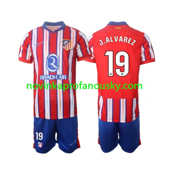 Atlético Madrid Dres J.Alvarez 19 Domácí Fotbalové Dresy pro Děti 2024-2025 Krátký rukáv