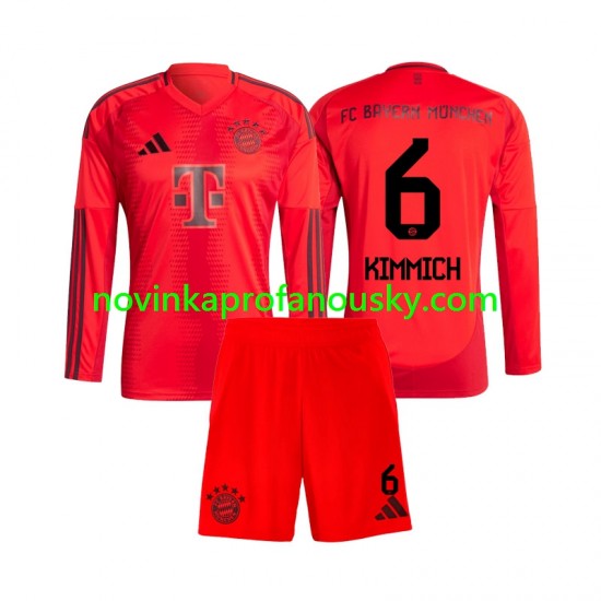 FC Bayern Mnichov Dres Joshua Kimmich 6 Domácí Fotbalové Dresy pro Děti 2024-2025 Dlouhý rukáv