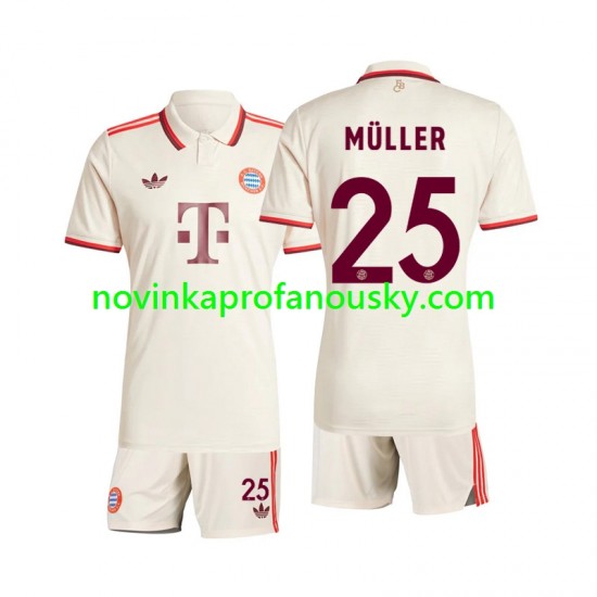 FC Bayern Mnichov Dres Muller 25 Alternativní Fotbalové Dresy pro Děti 2024-2025 Krátký rukáv