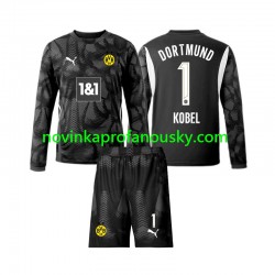 Borussia Dortmund Dres Gregor Kobel 1 Brankářské Čtvrtý Fotbalové Dresy pro Děti 2024-2025 Dlouhý rukáv