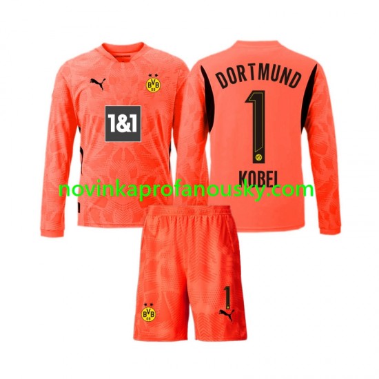 Borussia Dortmund Dres Gregor Kobel 1 Brankářské Alternativní Fotbalové Dresy pro Děti 2024-2025 Dlouhý rukáv