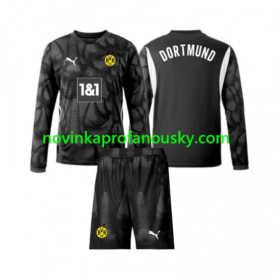 Borussia Dortmund Dres Brankářské Čtvrtý Fotbalové Dresy pro Děti 2024-2025 Dlouhý rukáv