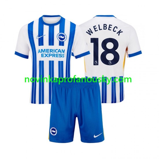 Brighton & Hove Albion Dres WELBECK 18 Domácí Fotbalové Dresy pro Děti 2024-2025 Krátký rukáv