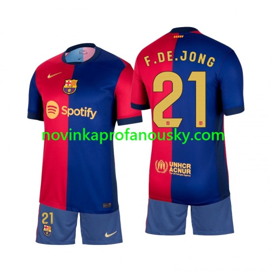 FC Barcelona Dres Frenkie de Jong 21 Domácí Fotbalové Dresy pro Děti 2024-2025 Krátký rukáv
