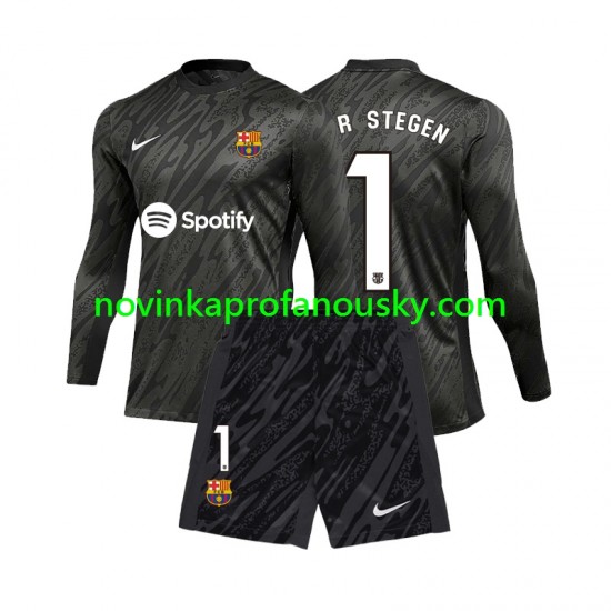 FC Barcelona Dres Ter Stegen 1 Brankářské Alternativní Fotbalové Dresy pro Děti 2024-2025 Dlouhý rukáv