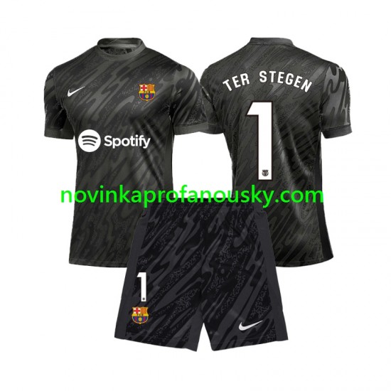 FC Barcelona Dres Ter Stegen 1 Brankářské Alternativní Fotbalové Dresy pro Děti 2024-2025 Krátký rukáv