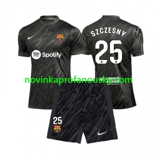 FC Barcelona Dres Wojciech Szczesny 25 Brankářské Venkovní Fotbalové Dresy pro Děti 2024-2025 Krátký rukáv