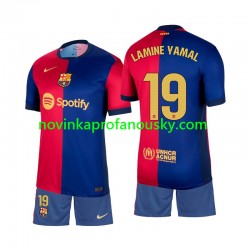 FC Barcelona Dres Lamine Yamal 19 Domácí Fotbalové Dresy pro Děti 2024-2025 Krátký rukáv