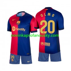 FC Barcelona Dres Olmo 20 Domácí Fotbalové Dresy pro Děti 2024-2025 Krátký rukáv