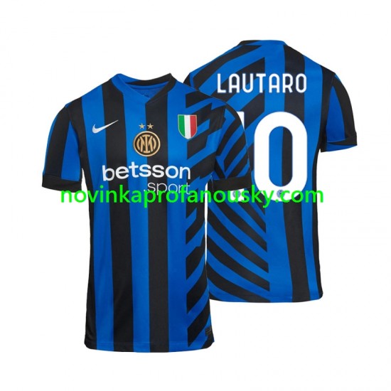 Inter Milán Dres Lautaro 10 Domácí Fotbalové Dresy pro Muže 2024-2025 Krátký rukáv