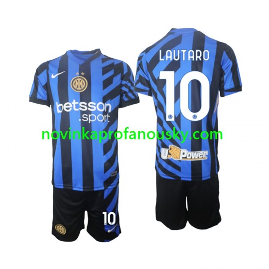 Inter Milán Dres Lautaro 10 Domácí Fotbalové Dresy pro Děti 2024-2025 Krátký rukáv